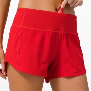 Lululemon Women's Speed Up Bright Red Running Shorts 4” Size 2
